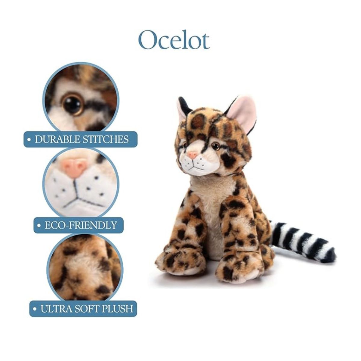 The Petting Zoo Ocelot Stuffed Animal 12 in.