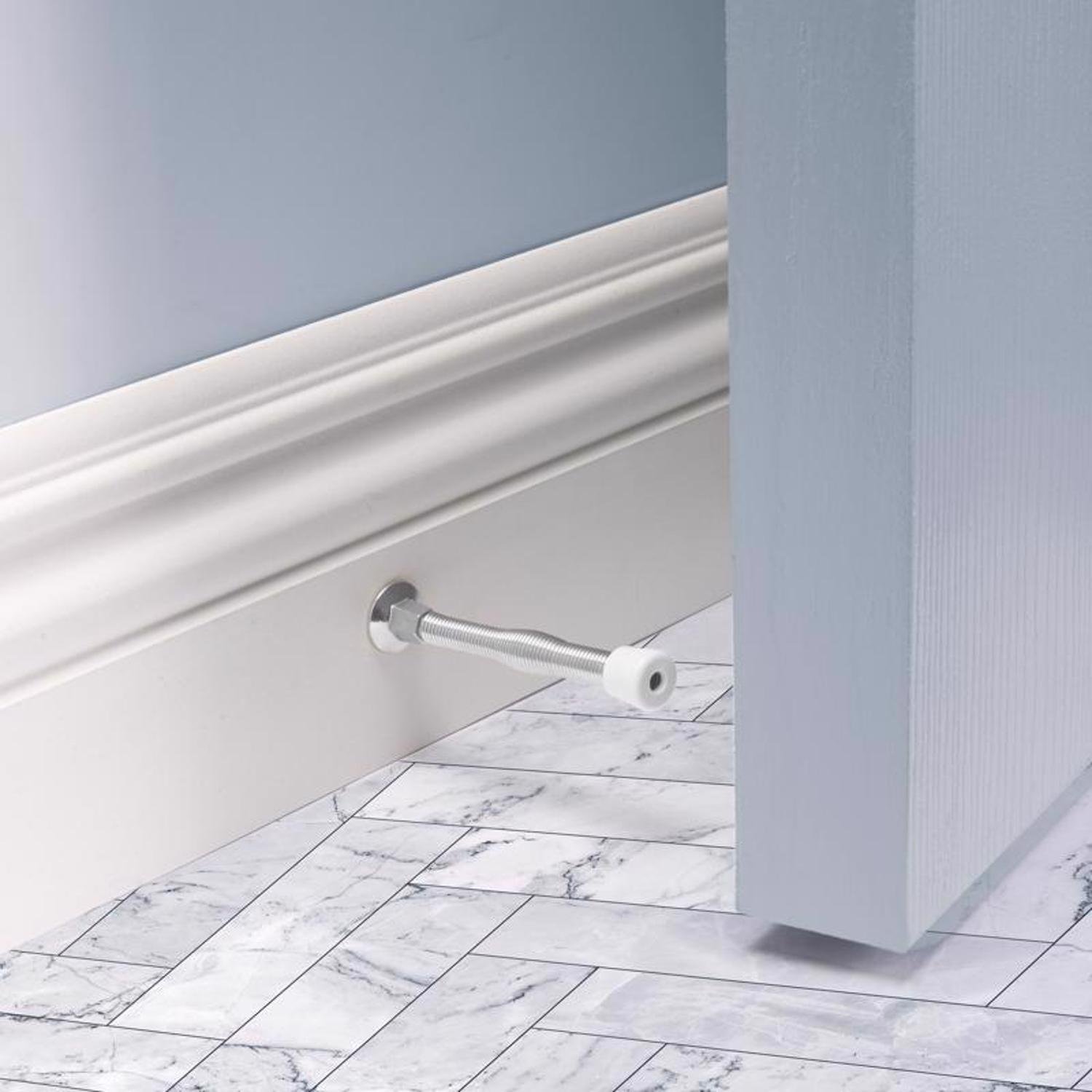 Ace 3 in. W Metal Chrome Silver Spring Door Stop Mounts to door and wall 0 in.