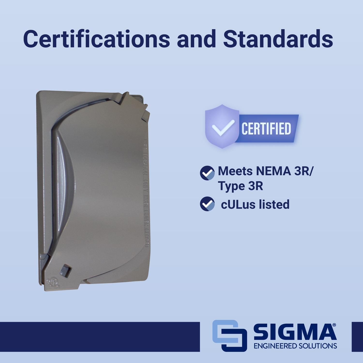 Sigma Engineered Solutions Rectangle Metal 1 gang 4.57 in. H X 2.81 in. W Universal Cover