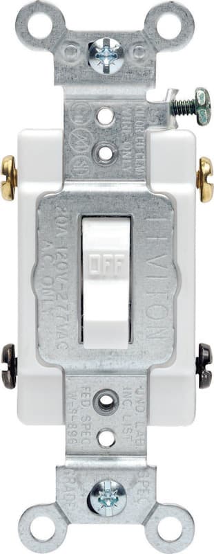 Leviton 20 amps Double Pole Toggle AC Quiet Switch White 1 pk