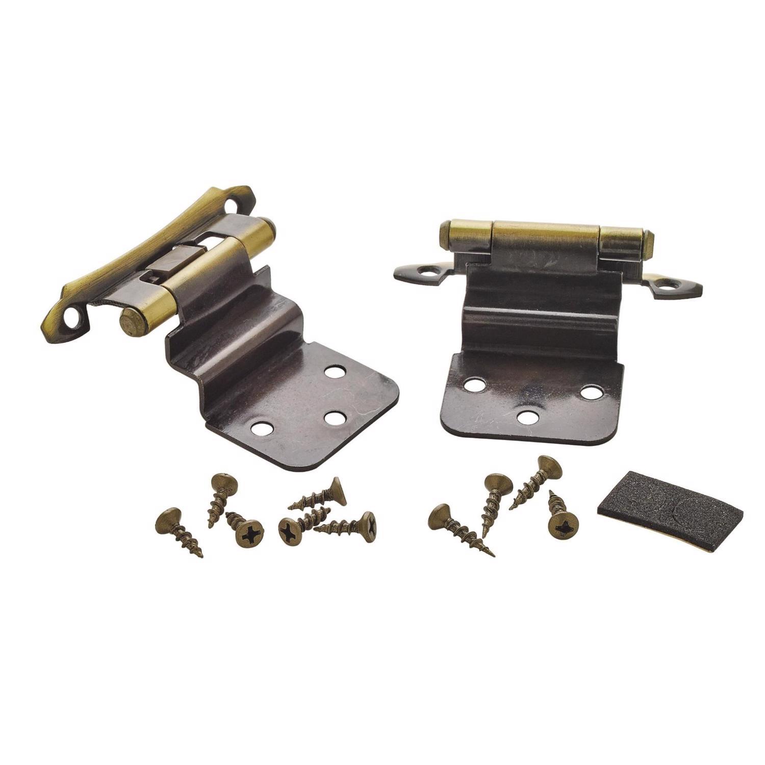 Amerock 2-1/8 in. W X 2-3/4 in. L Antique Brass Steel Self-Closing Hinge 2 pk