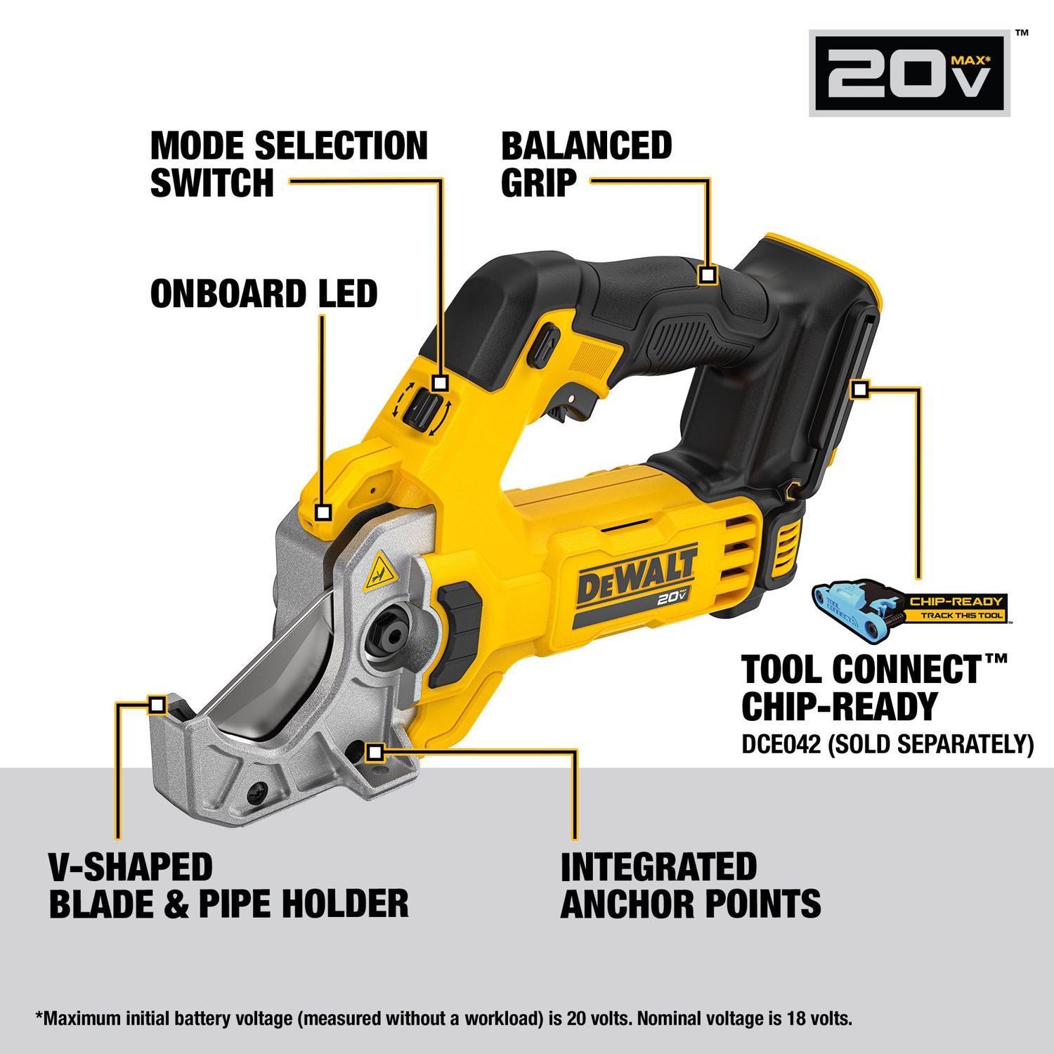 DeWalt 20V MAX XR 2 in. Plastic Pipe and Tubing Cutter Black/Yellow 1 pc