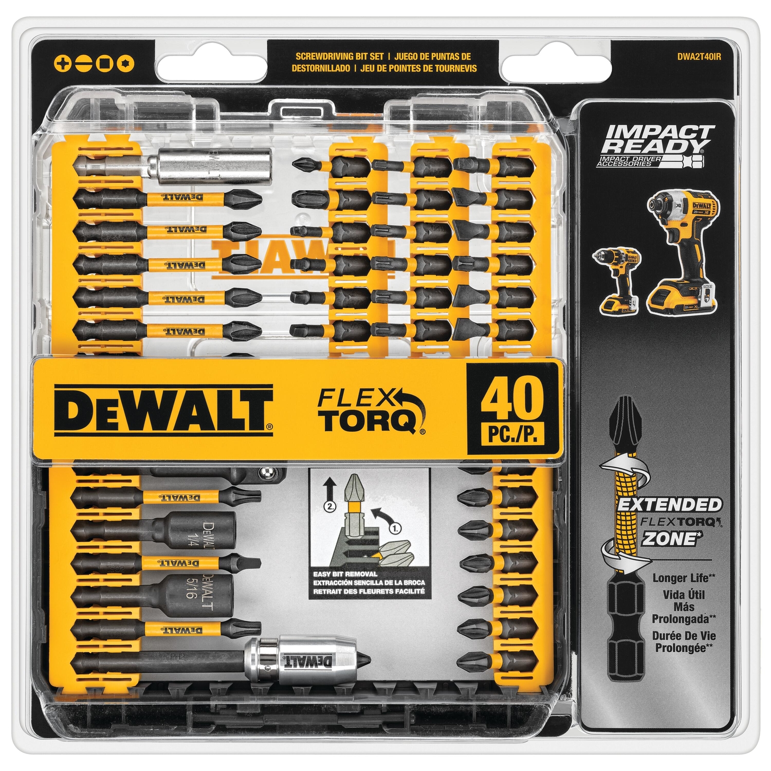 DeWalt FlexTorq Screwdriver Bit Set Steel 40 pc