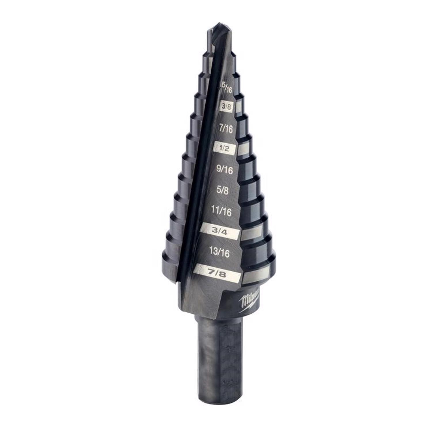 Milwaukee Jam-Free 3/16 - 7/8 in. X 6 in. L Metal Step Drill Bit 3-Flat Shank 1 pc