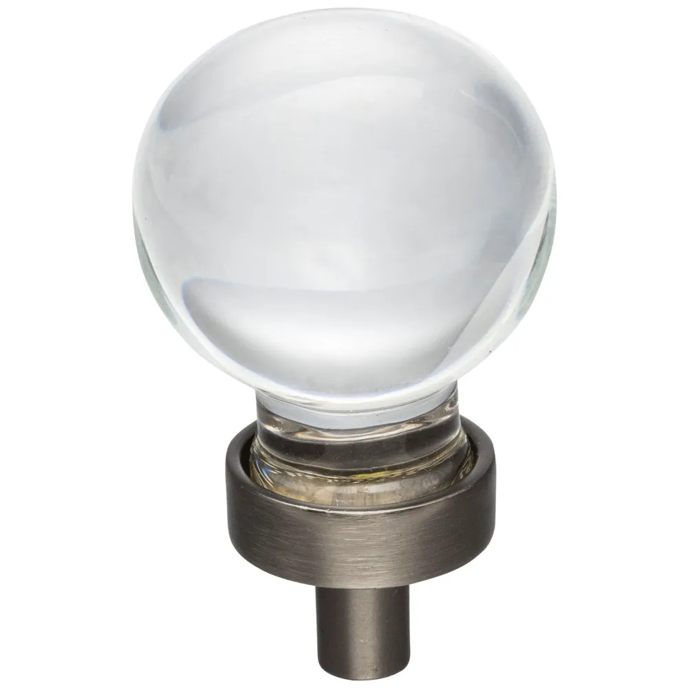 1-3/8" Diameter Glass Sphere Cabinet Knob Brushed Pewter