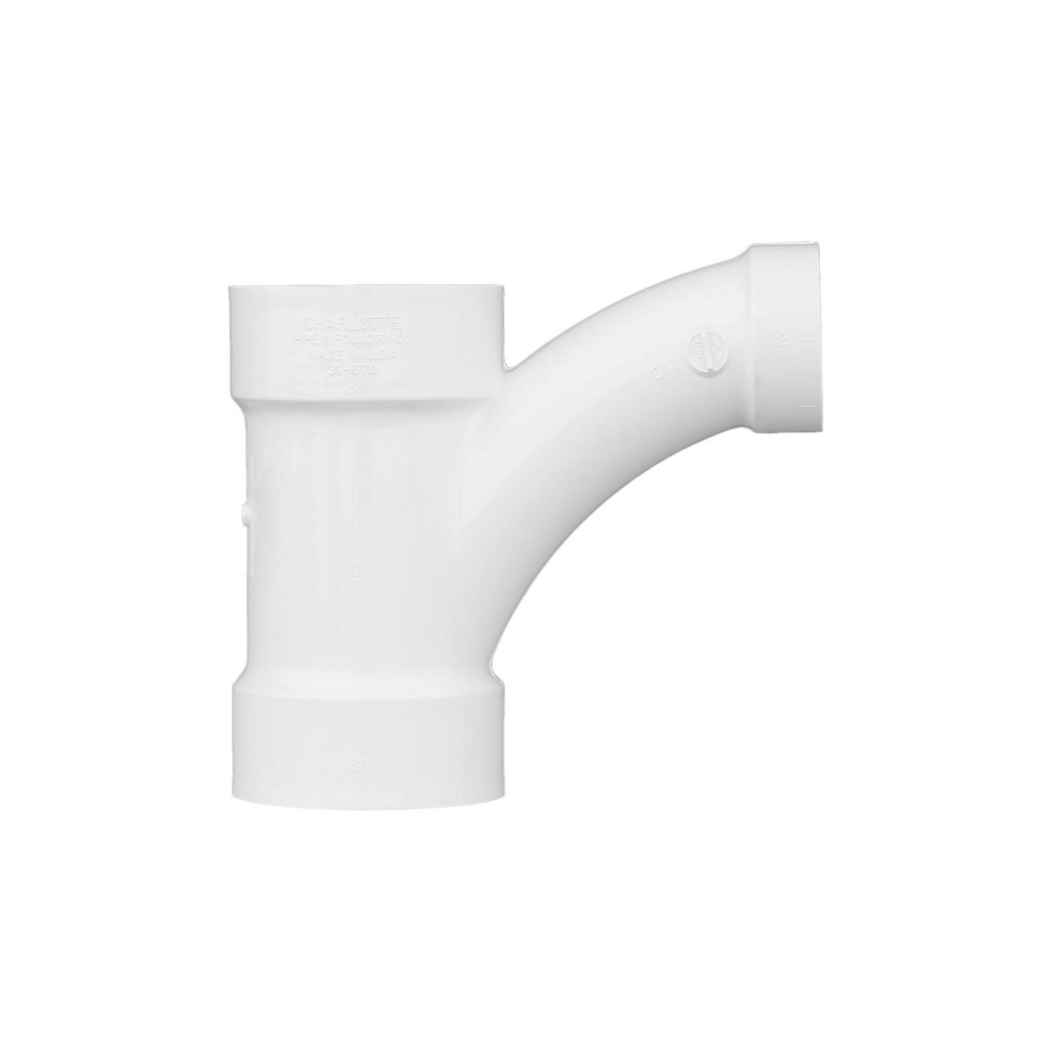 Charlotte Pipe 3 in. Hub X 3 in. D Hub PVC Wye 1 pk