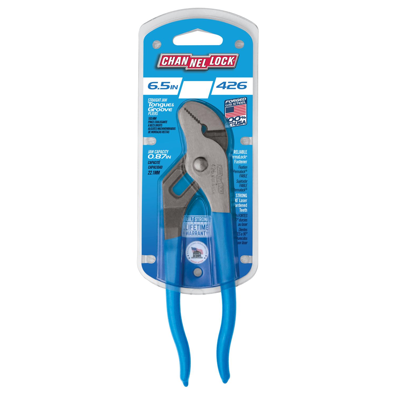 Channellock 6.5 in. Carbon Steel Straight Jaw Tongue and Groove Pliers