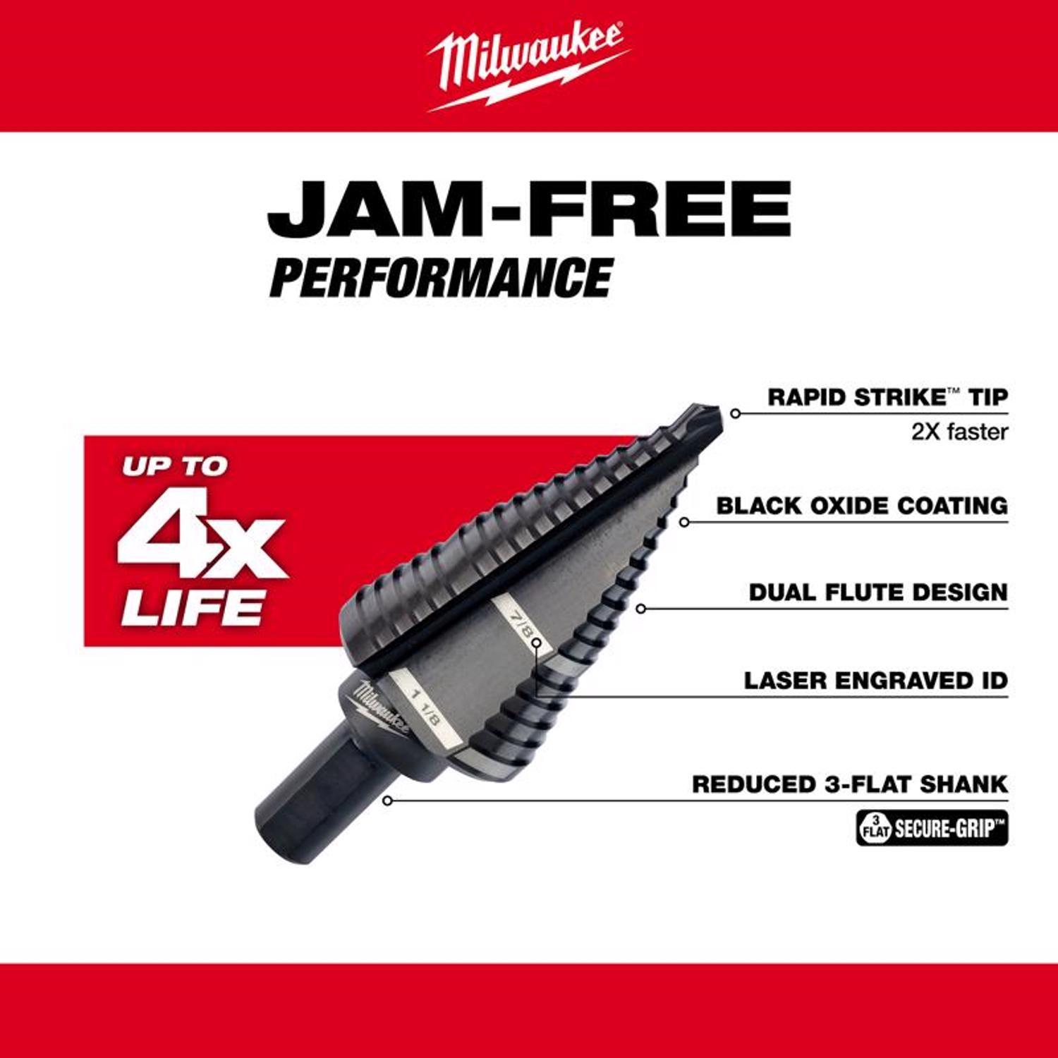 Milwaukee #9 in. X 6 in. L Step Drill Bit 3-Flat Shank 1 pc