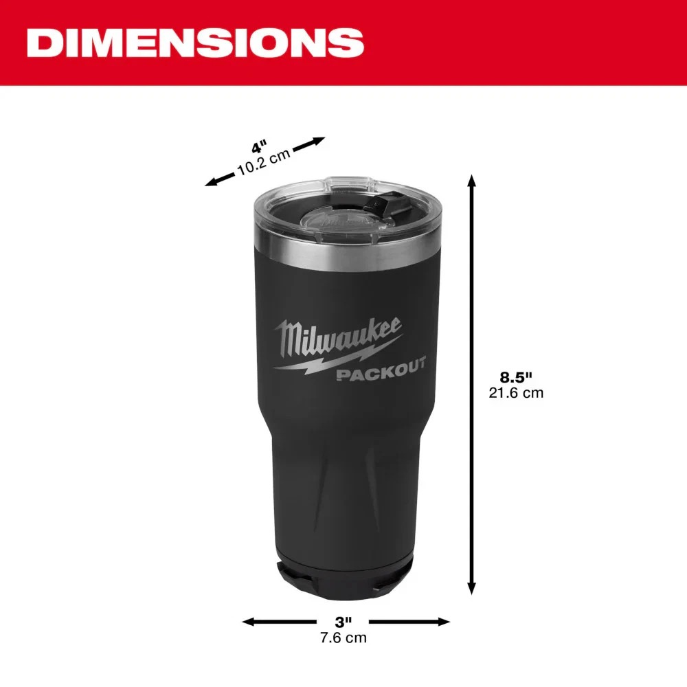 Milwaukee 48-22-8393B PACKOUT 30oz Durable Twist Lock Tumbler - Black