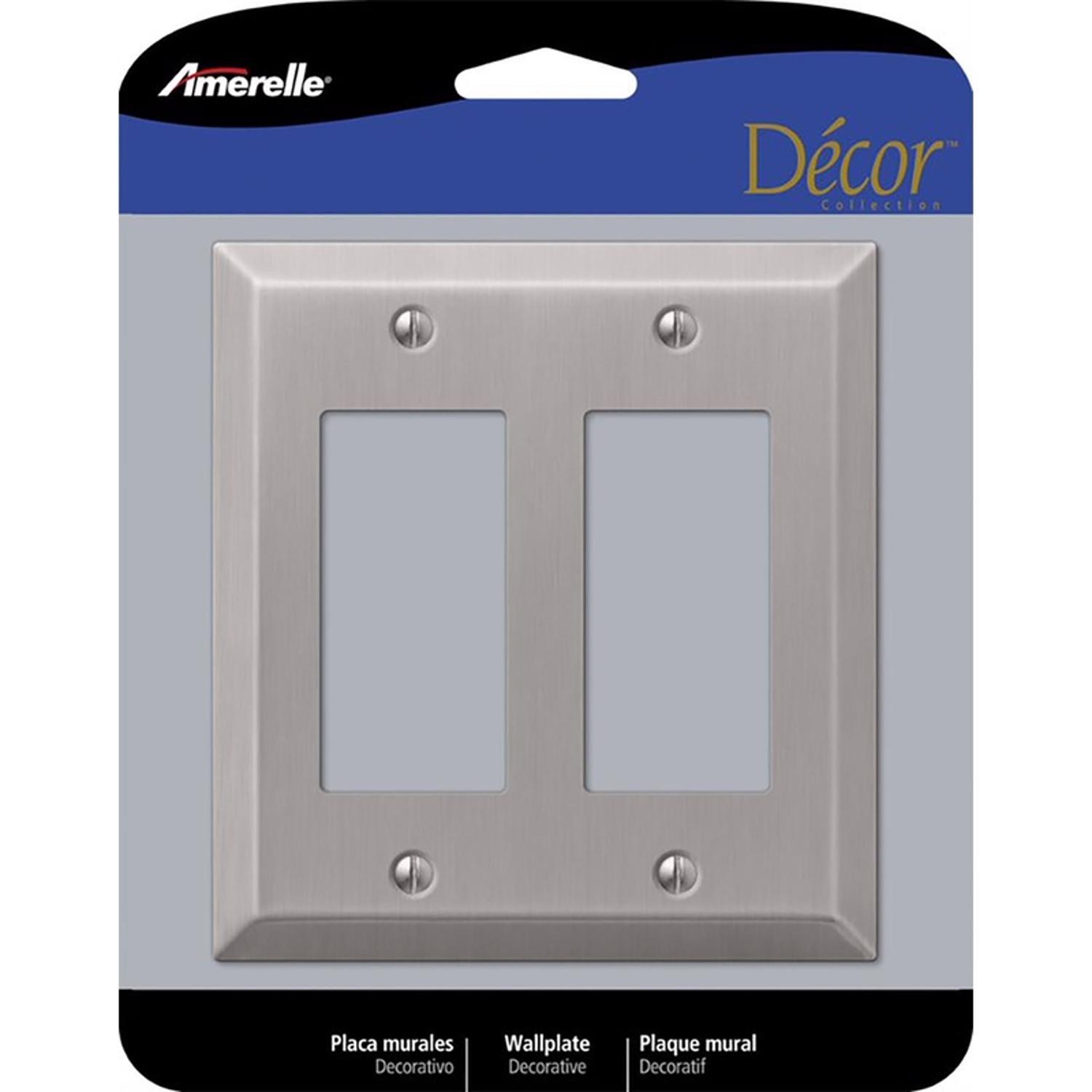 Amerelle Century Brushed Nickel 2 gang Stamped Steel Decorator Wall Plate 1 Pack