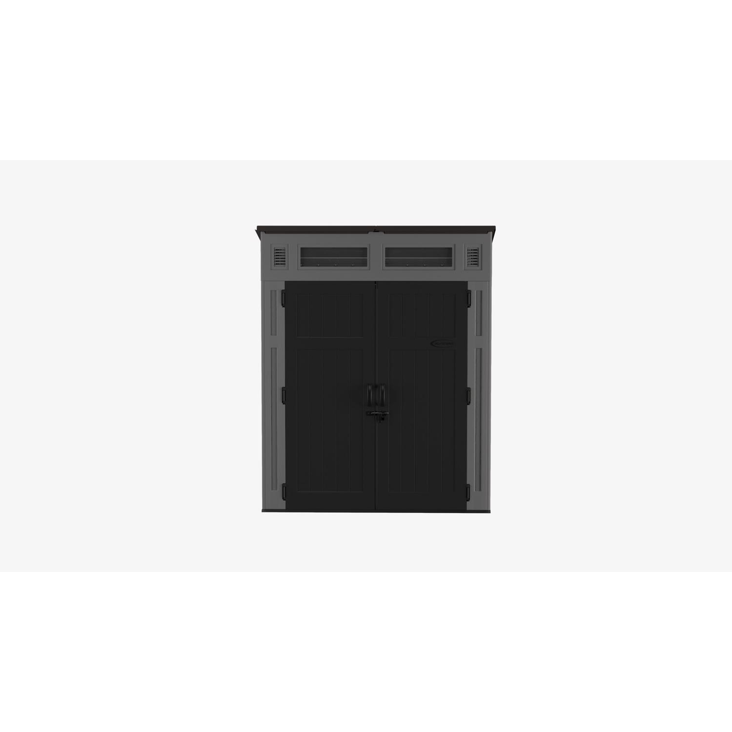 Suncast Modernist 6 ft. x 5 ft. Plastic Vertical Storage Shed with Floor Kit Gray