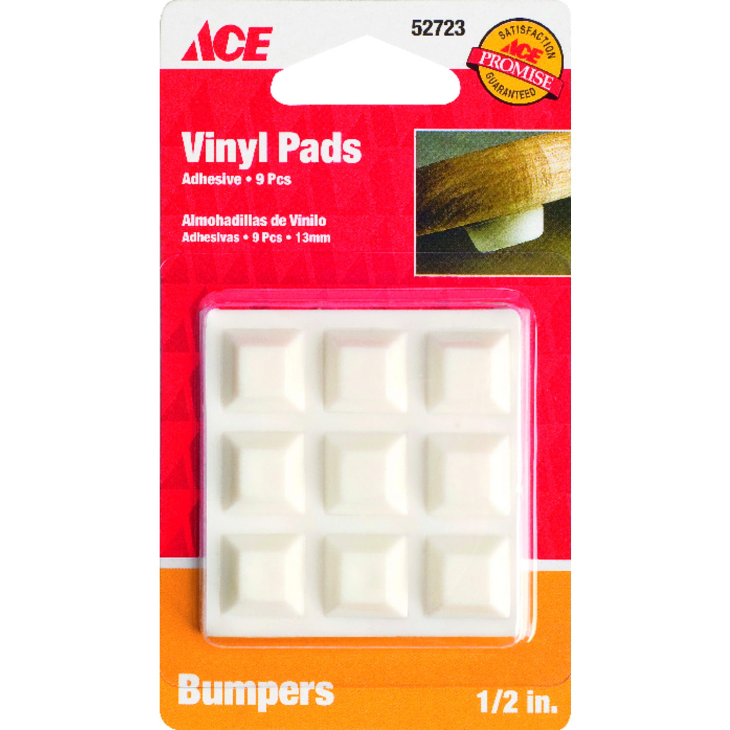 Ace Vinyl Self Adhesive Bumper Pad White Square 1/2 in. W 9 pk