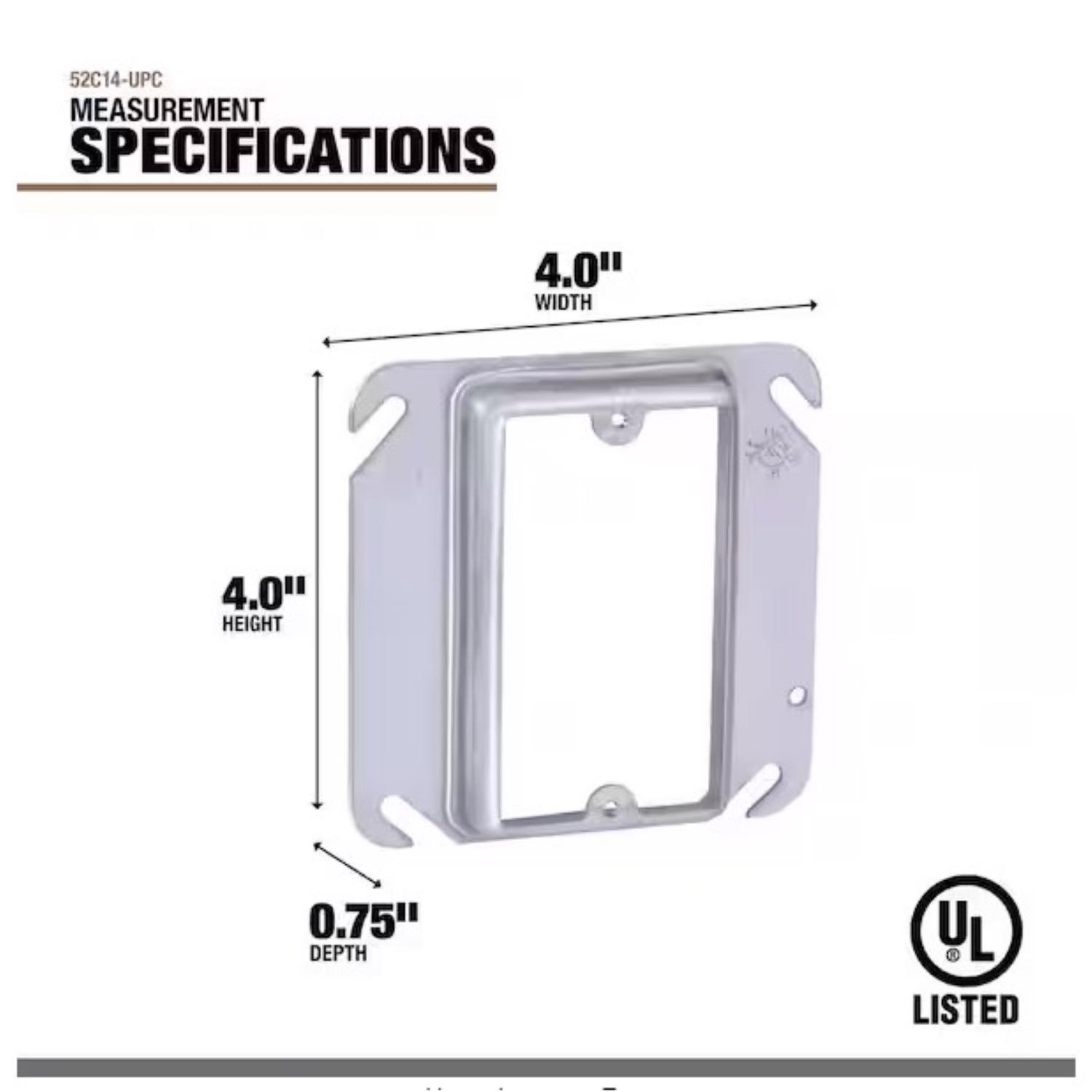 Southwire Square Steel 4 in. H X 4 in. W Box Cover