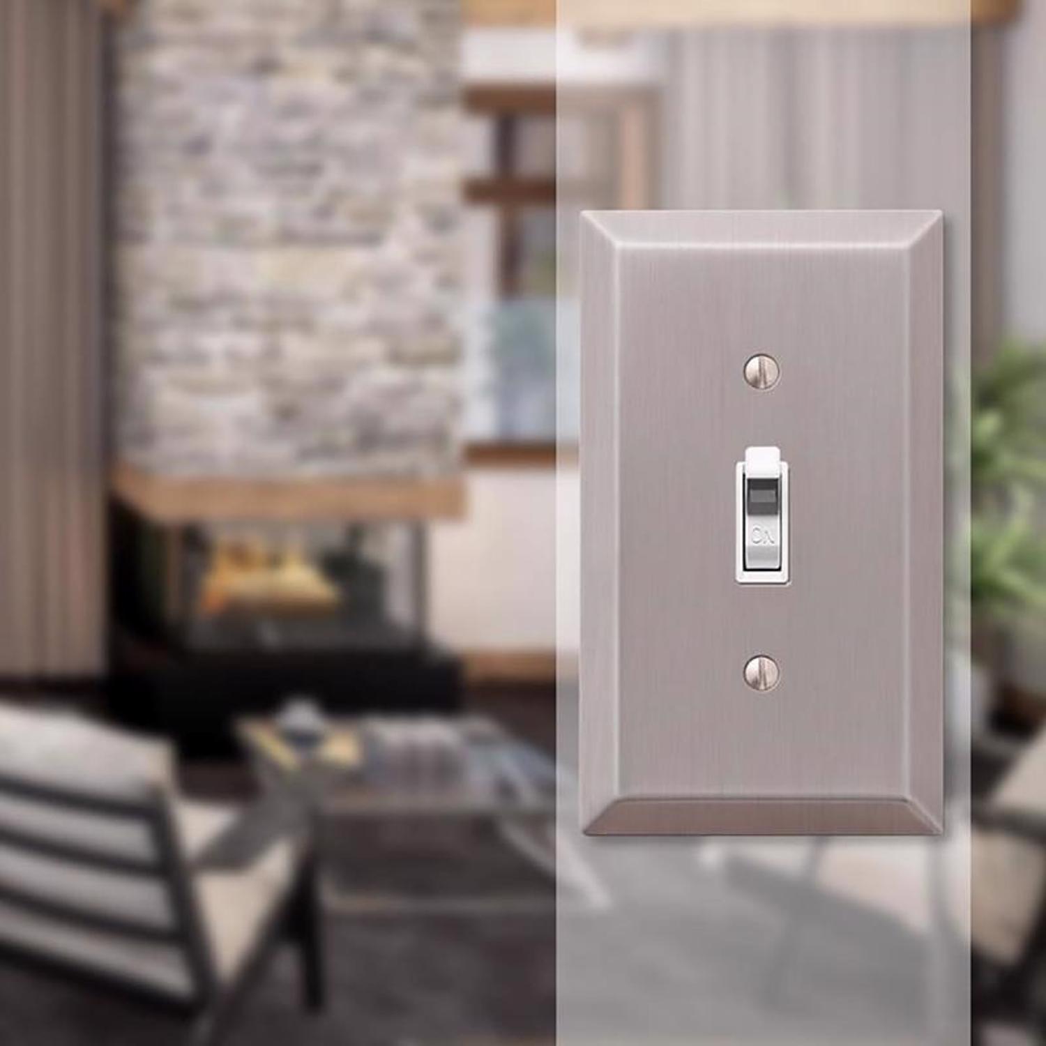 Amerelle Century Brushed Nickel 1 gang Stamped Steel Toggle Wall Plate 1 Pack
