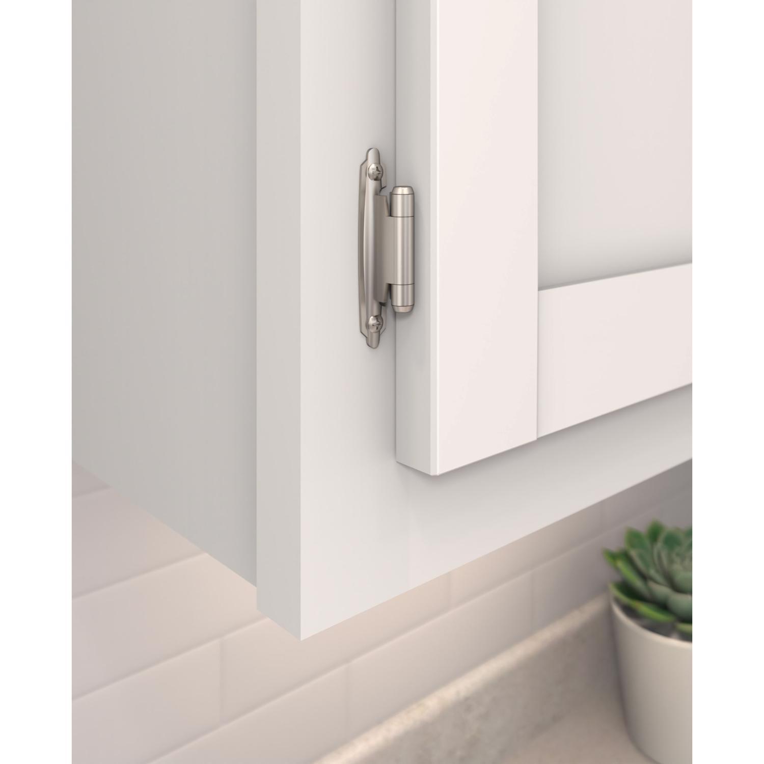 Amerock 2 in. W X 2-3/4 in. L Satin Nickel Steel Self-Closing Hinge 2 pk