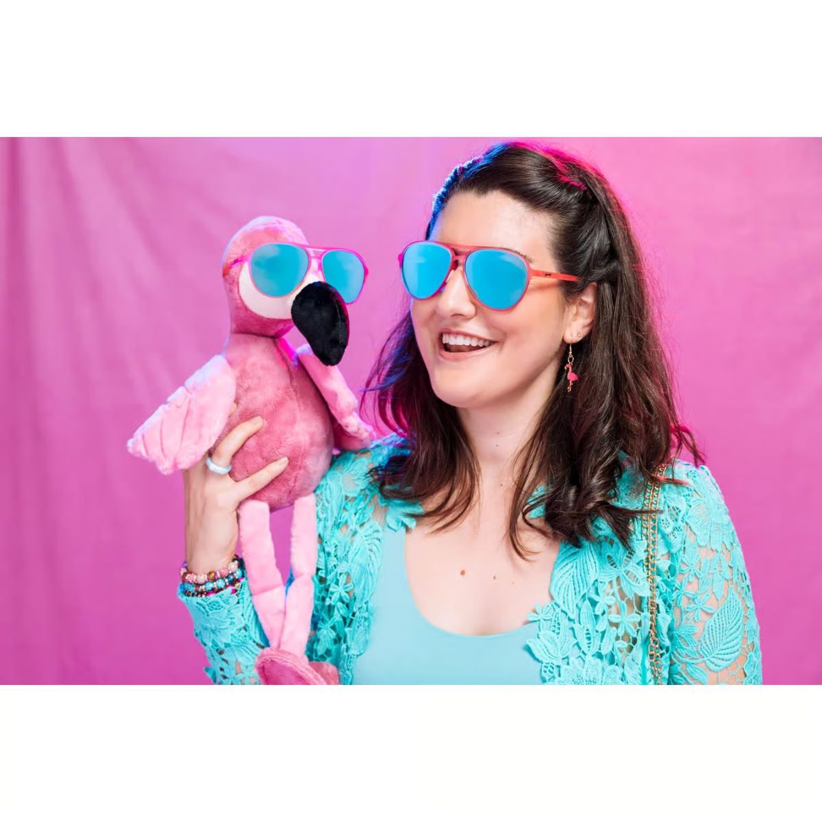 goodr Mach G - Carl Is My Co-Pilot Sunglasses Unisex Pink Frame Blue Lens Polarized