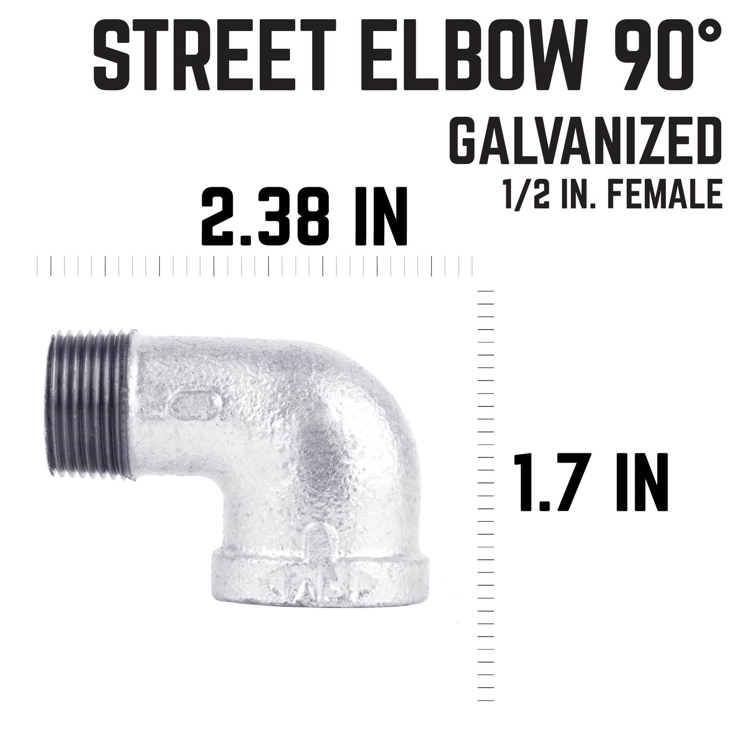 STZ Industries 1/2 in. FIP each X 1/2 in. D MIP Galvanized Malleable Iron 90 Degree Street Elbow