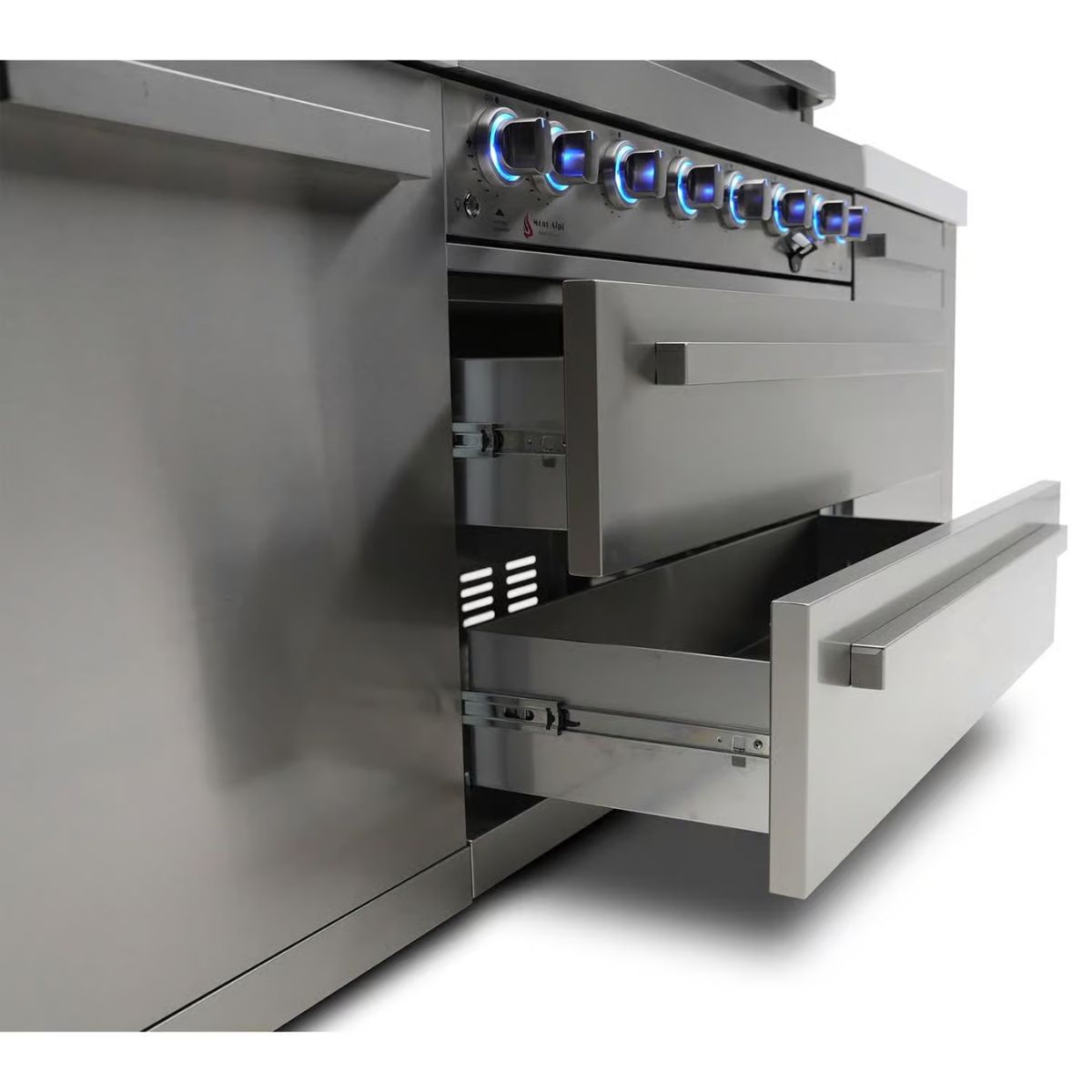 Mont Alpi Deluxe Island 6 Burner Natural Gas/Propane Grill Silver