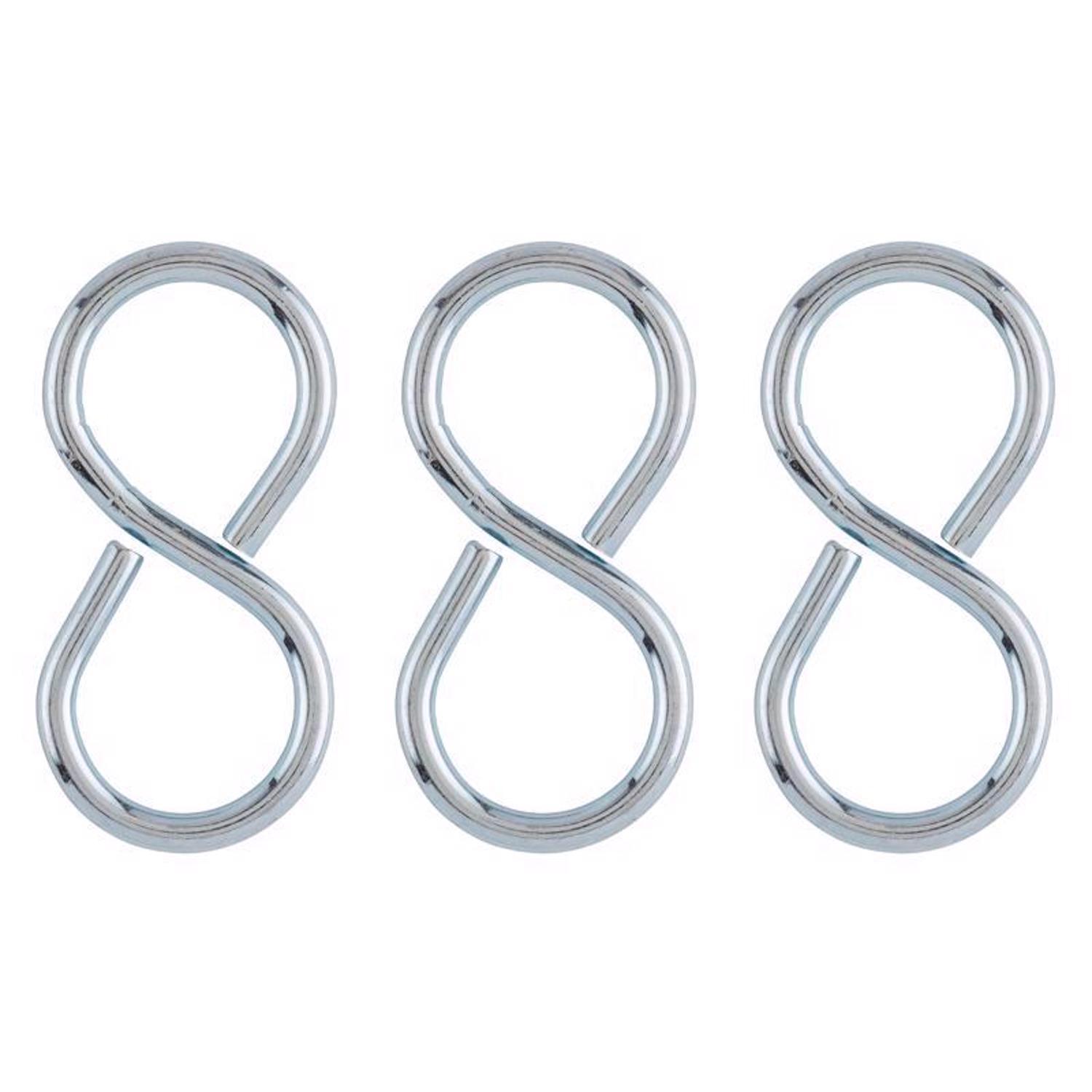 Ace Small Zinc-Plated Silver Steel 2-1/8 in. L Closed S-Hook 25 lb 3 pk