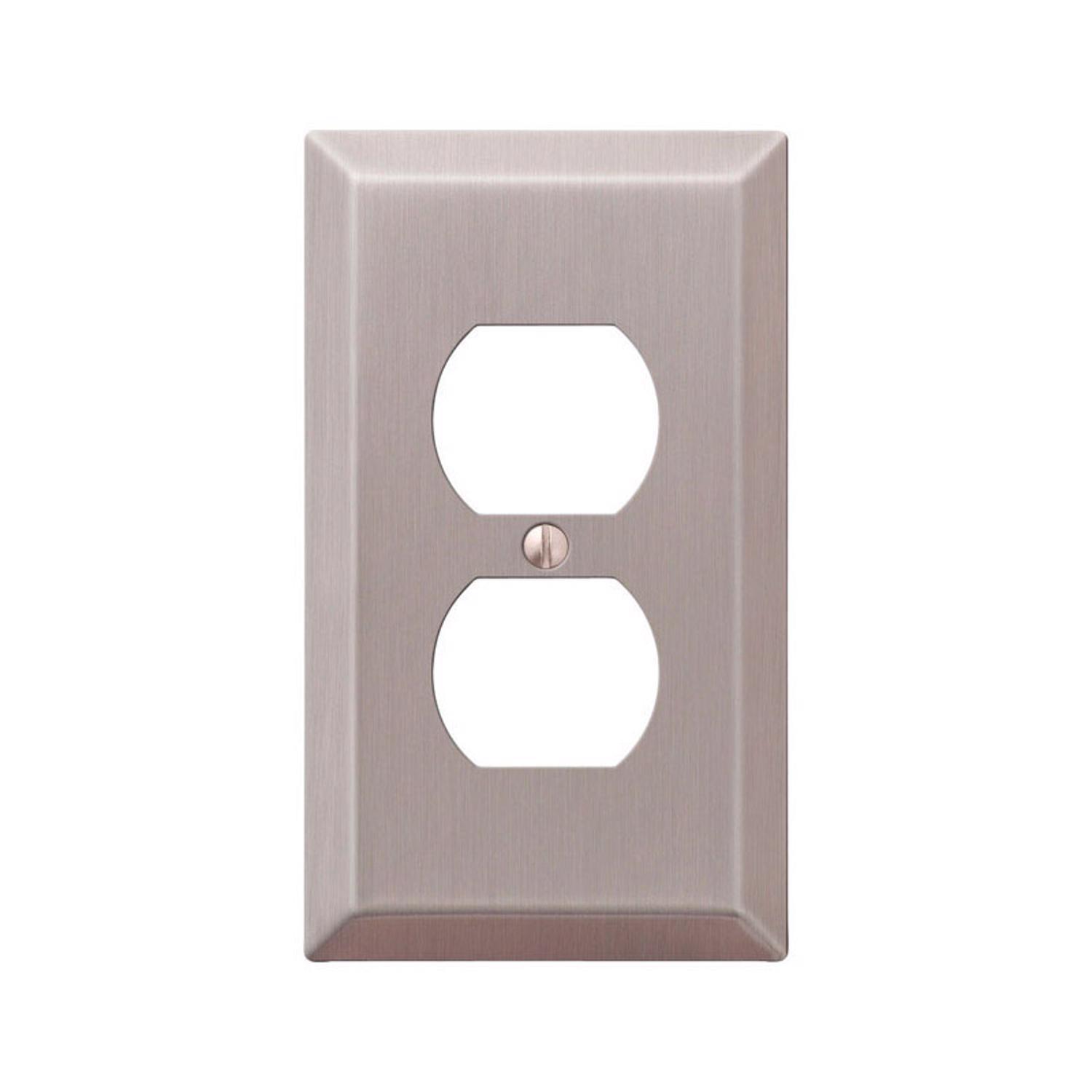 Amerelle Century Brushed Nickel 1 gang Stamped Steel Duplex Wall Plate 1 Pack