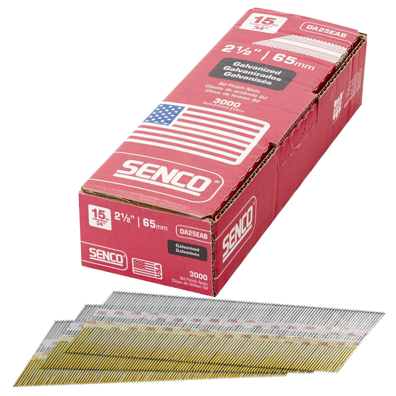 Senco 2-1/2 in. L X 15 Ga. Angled Strip Bright Finish Nails 34 deg 3000 pk