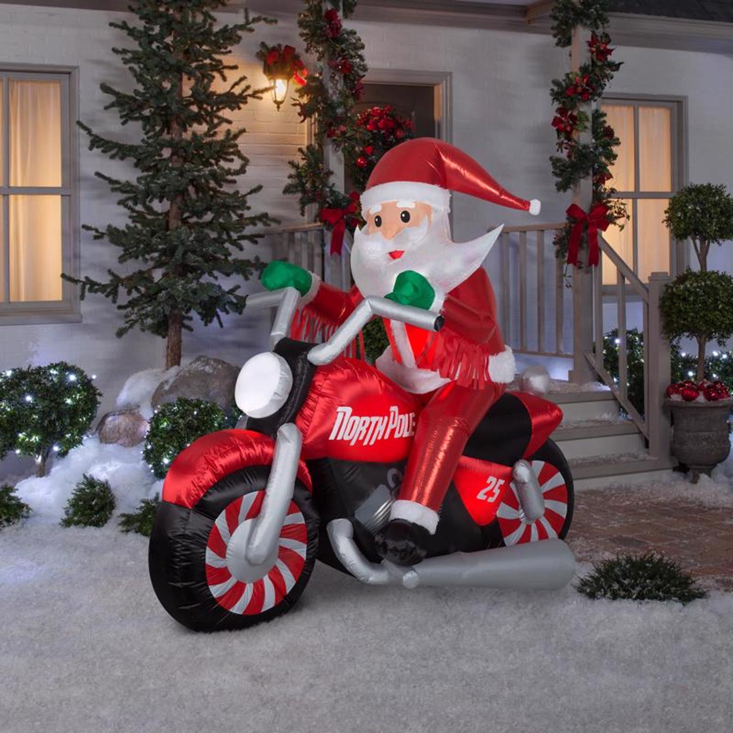 Gemmy Airblown LED 7 ft. Santa on Motorcycle Inflatable