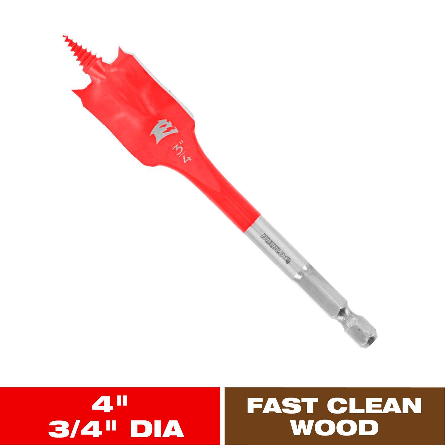 Diablo 3/4 in. X 4 in. L High Speed Steel Clean Wood Spade Bit Hex Shank 1 pk