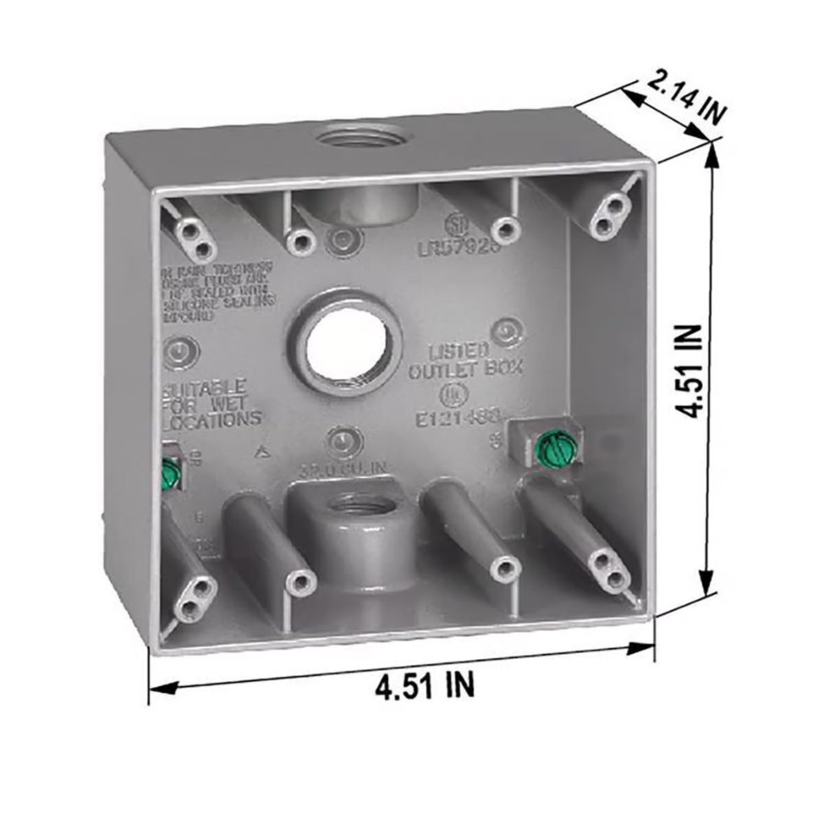 Sigma Engineered Solutions New Work 31 cu in. Square Metallic 2 gang Weatherproof Box Gray