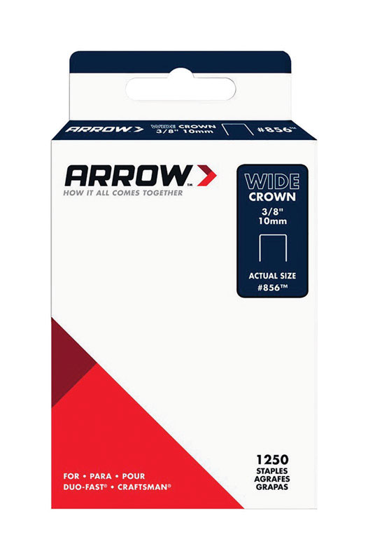 Arrow #856 1/2 in. W X 3/8 in. L 18 Ga. Wide Crown Standard Staples 1250 pk
