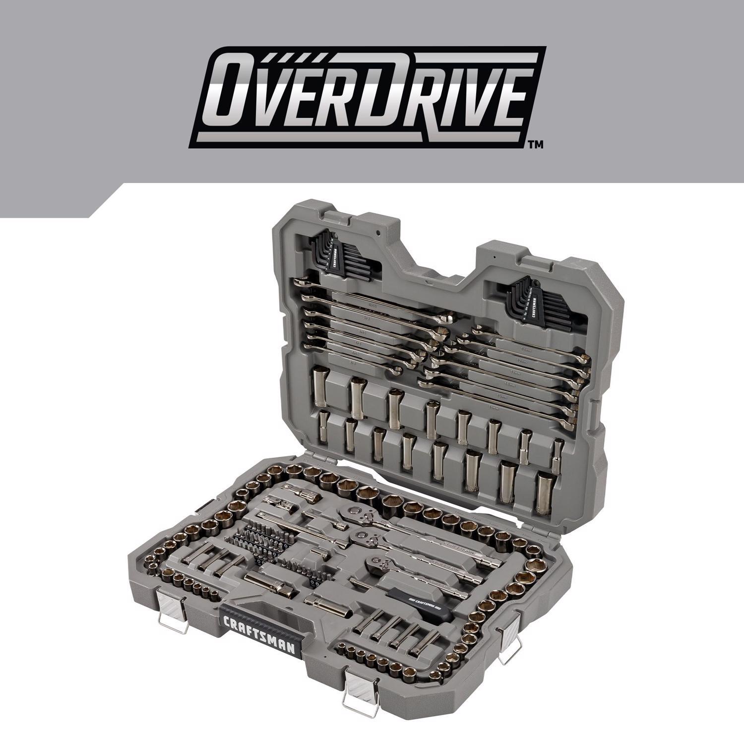 Craftsman OVERDRIVE 1/4 & 3/8 & 1/2 in. drive Metric/SAE 6 Point Mechanic's Tool Set 154 pc