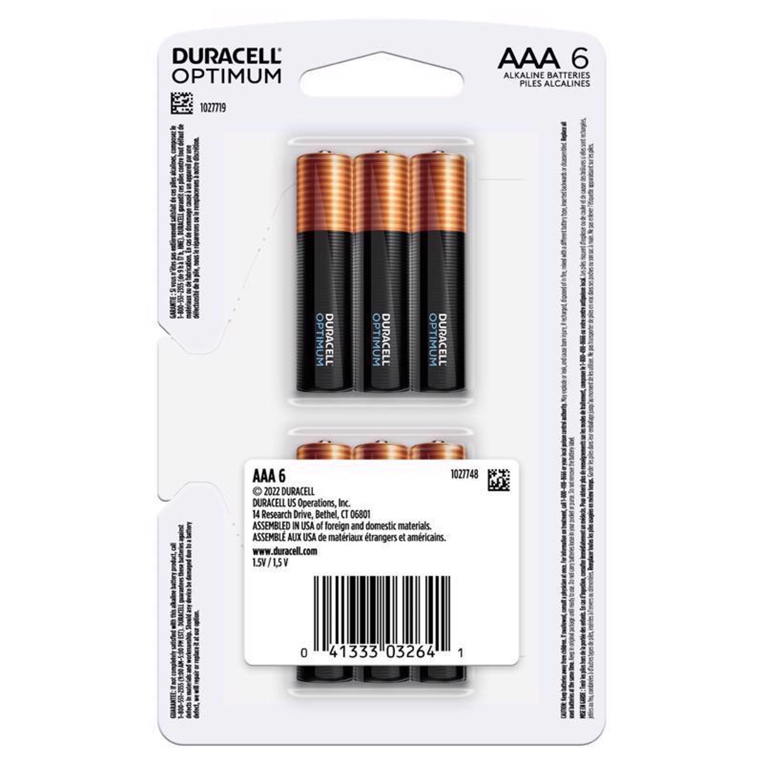Duracell Optimum AAA Alkaline Batteries 6 pk Carded