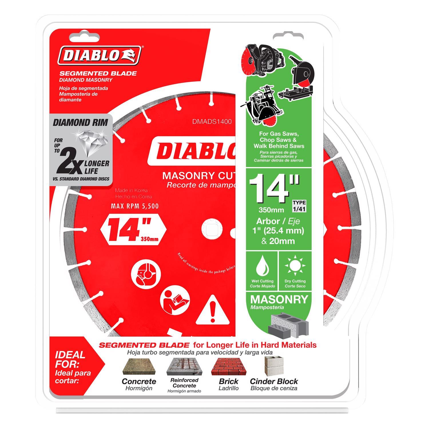Diablo 14 in. D X 1 in. Diamond Segmented Masonry Cut-Off Disc