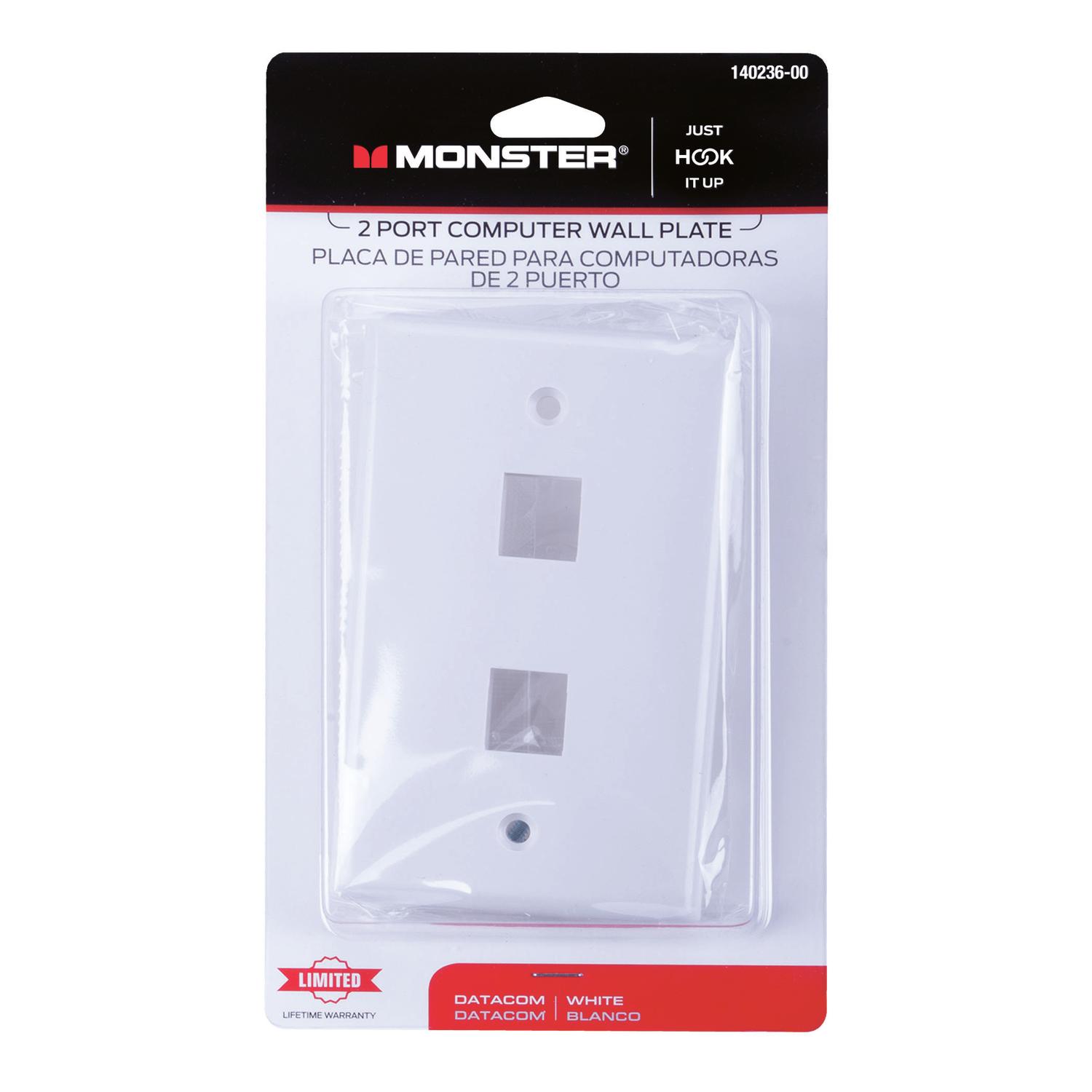 Monster Just Hook It Up White 2 gang Plastic Keystone Wall Plate 1 pk