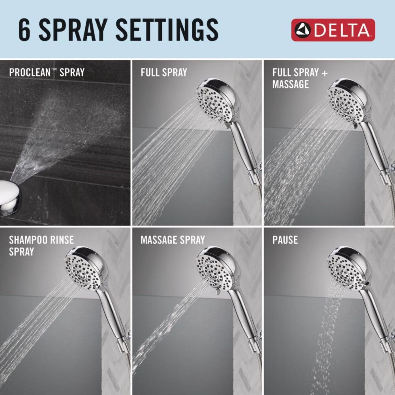 Delta Chrome Plastic 6 settings Handheld Showerhead 1.75 gpm