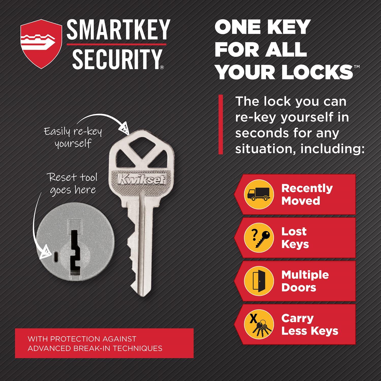 Kwikset SmartKey Halifax Satin Nickel Entry Lockset KW1 1-3/4 in.