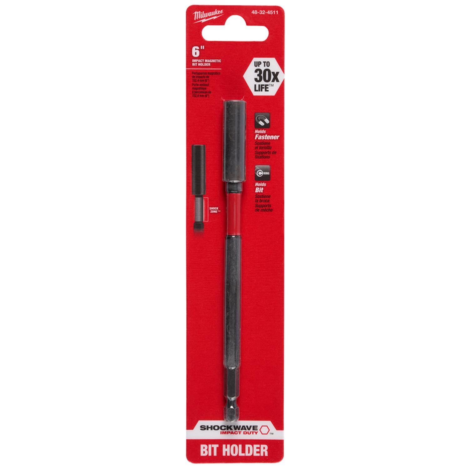 Milwaukee Shockwave Hex 1/4 in. X 6 in. L Screwdriver Bit Holder Steel 1 pc
