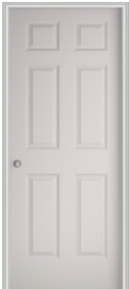 Colonist 24" x 80" Single Prehung Interior Door Unit - Primed 6-Panel Hollow Core Right Hand w/ Flat Jamb - No Trim