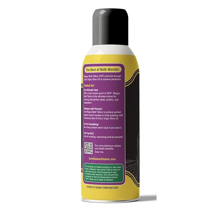 Cornhusker Kitchen Wagyu Beef Tallow Spray Cooking Spray -Gourmet Cooking Oil - 10 oz