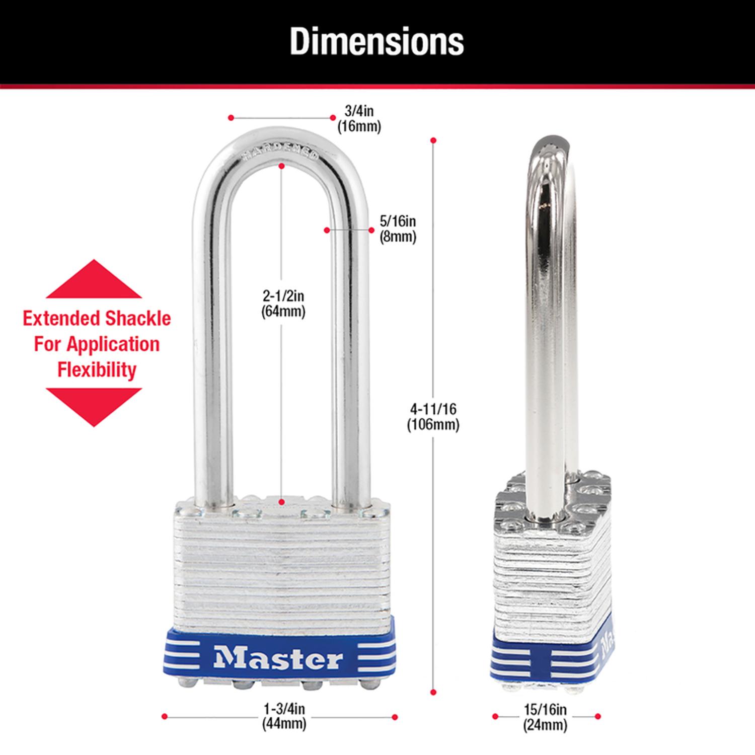 Master Lock 4-11/16 in. H X 1-3/4 in. W Laminated Steel Double Locking Exterior Padlock