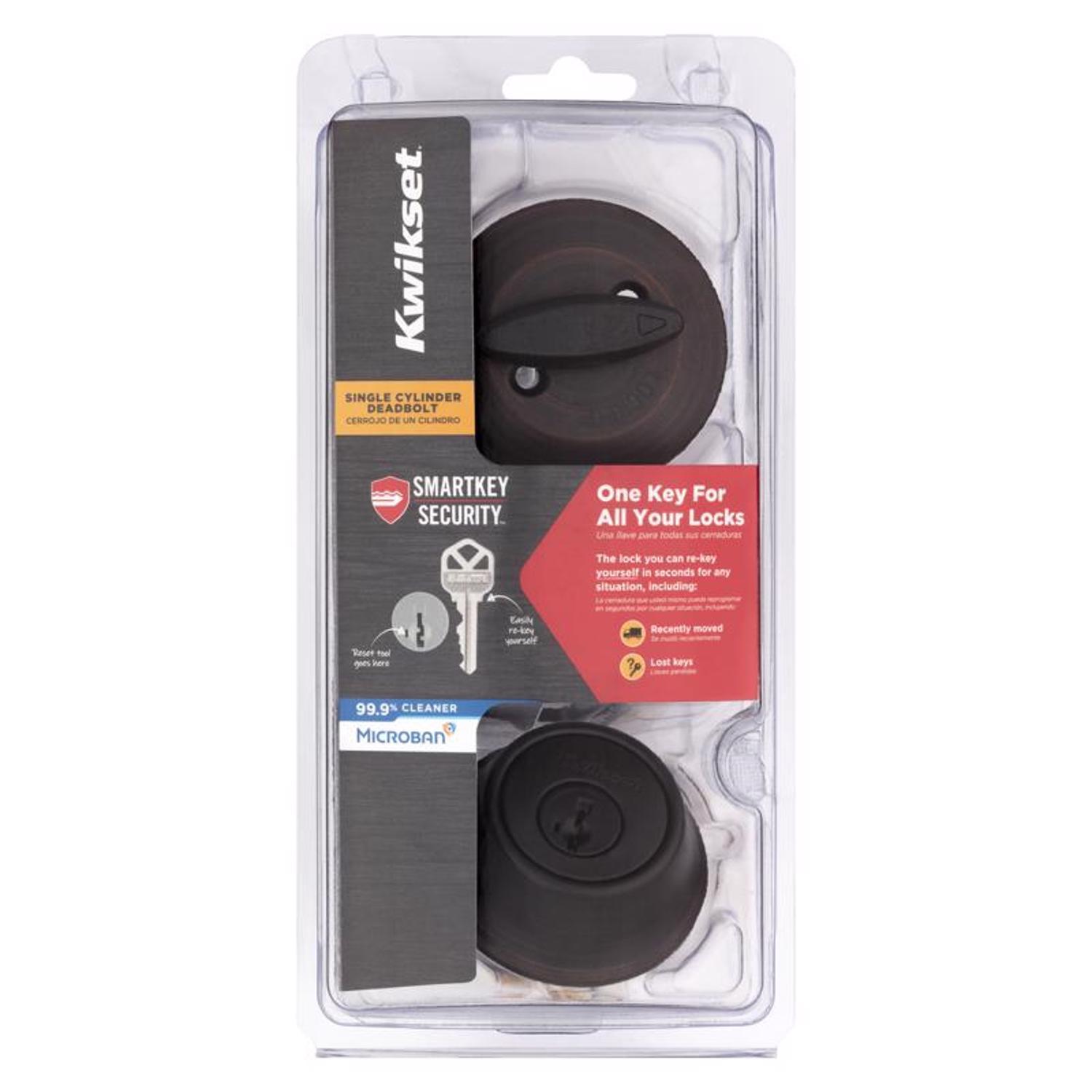 Kwikset SmartKey Security Venetian Bronze Metal Single Cylinder Deadbolt