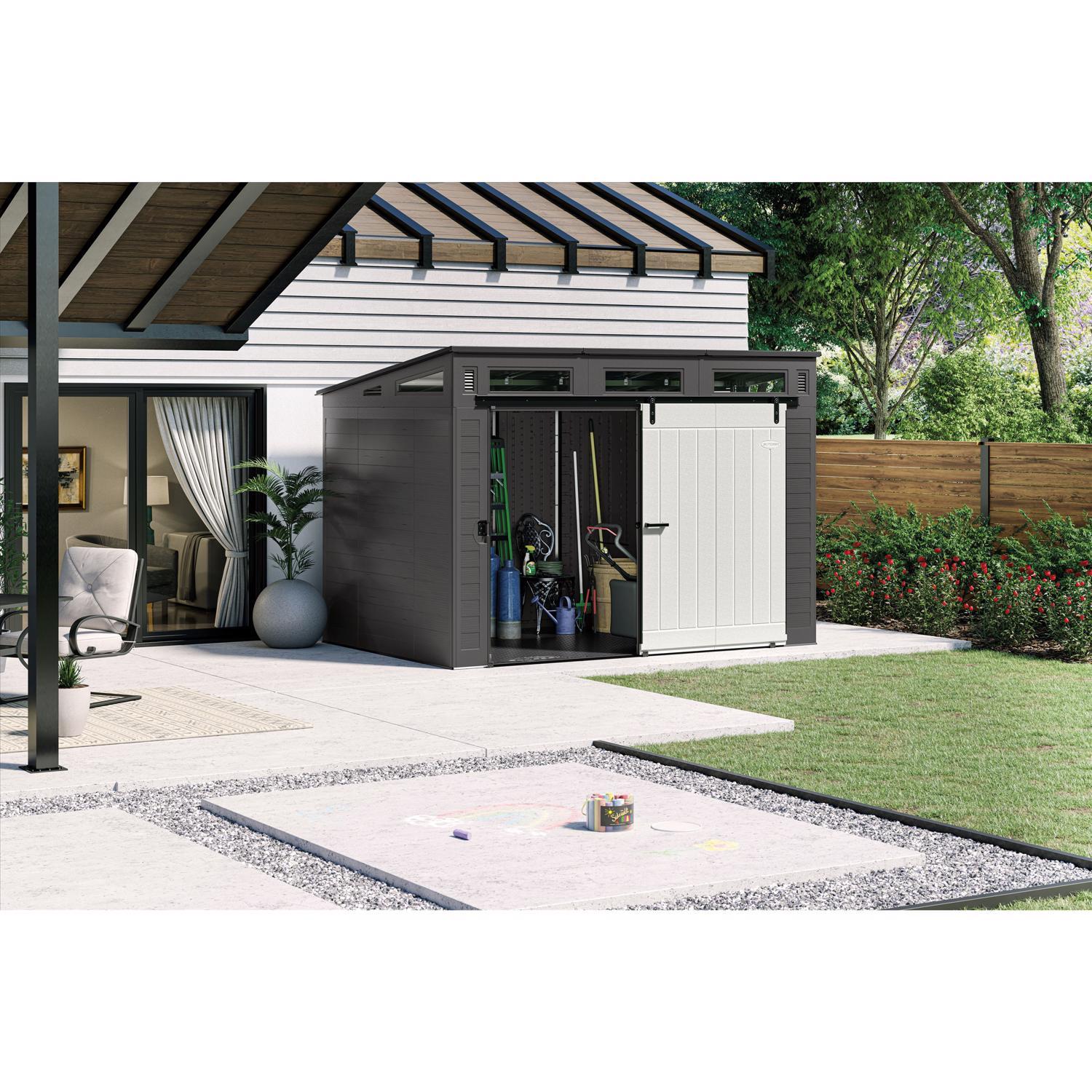 Suncast Modernist Barn Door 10 ft. x 7 ft. Resin Horizontal Barn