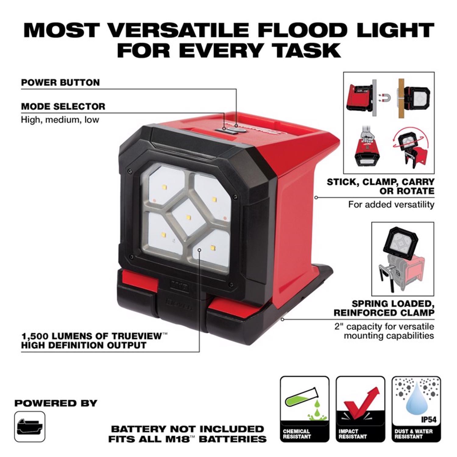 Milwaukee M18 Rover 1500 lm LED Battery Stand (H or Scissor) Flood Light