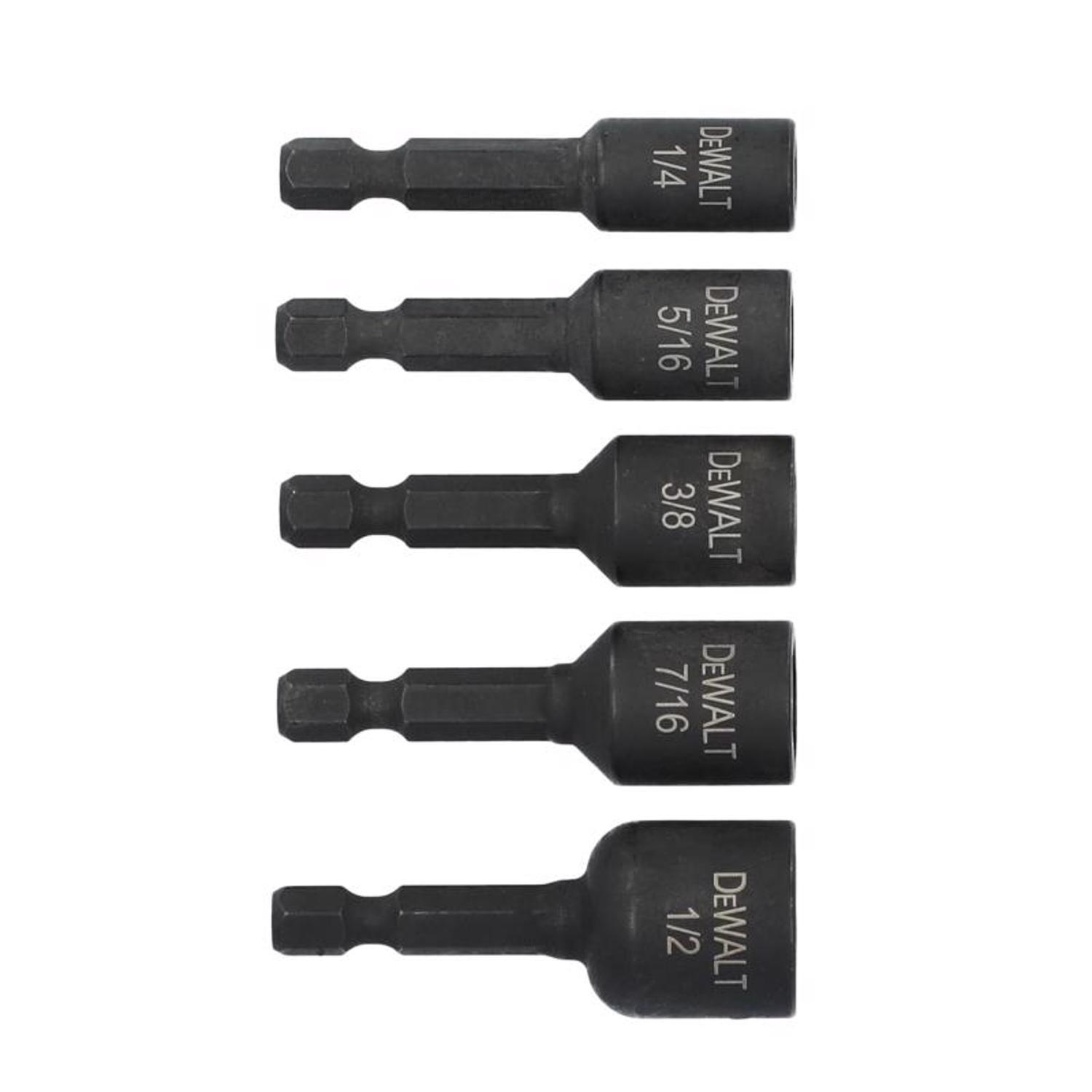 DeWalt Impact Ready Multi Size in. X 1-7/8 in. L Black Oxide Nut Setter Set 5 pc