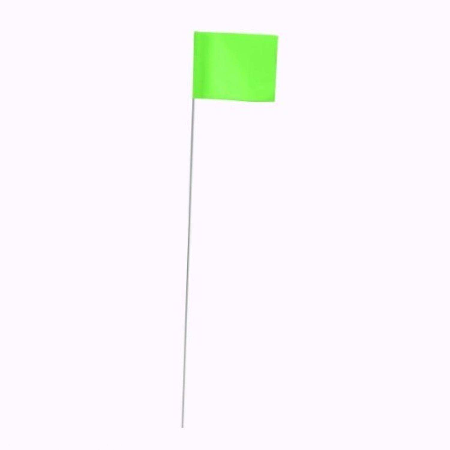 C.H. Hanson 21 in. Fluorescent Lime Marking Flags Polyvinyl 100 pk