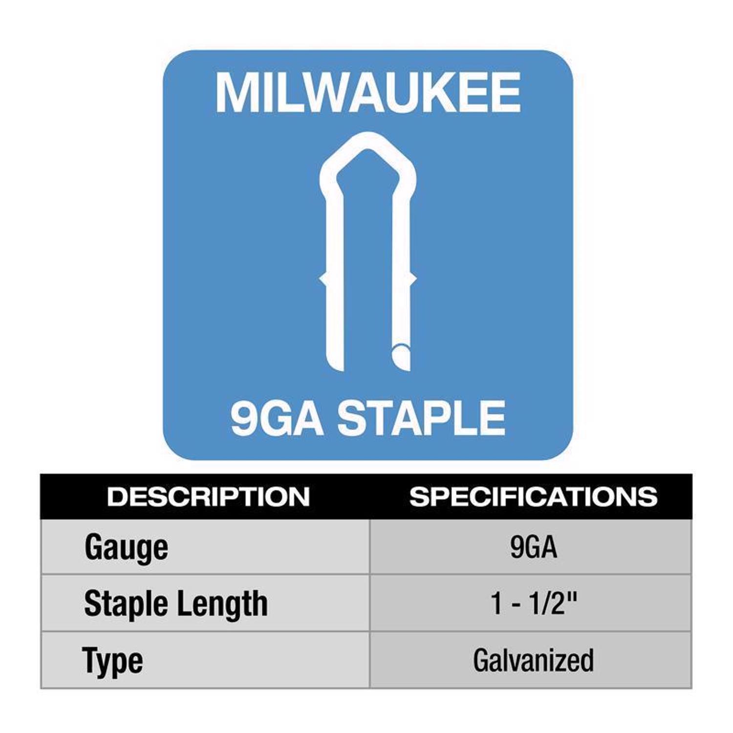 Milwaukee 3/4 in. W X 1-1/2 in. L 9 Ga. Diamond Crown Staples 960 pk