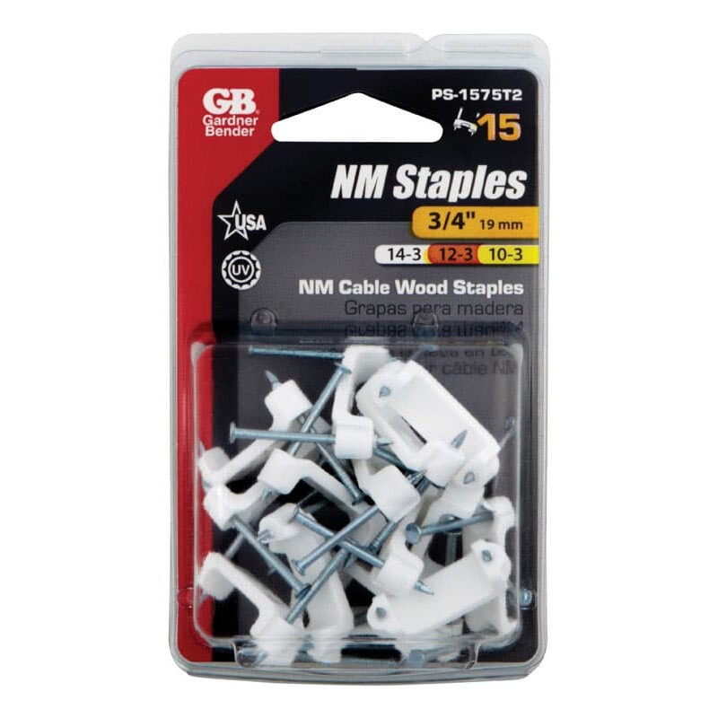 Gardner Bender 3/4 in. W Plastic Insulated Cable Staple 15 pk