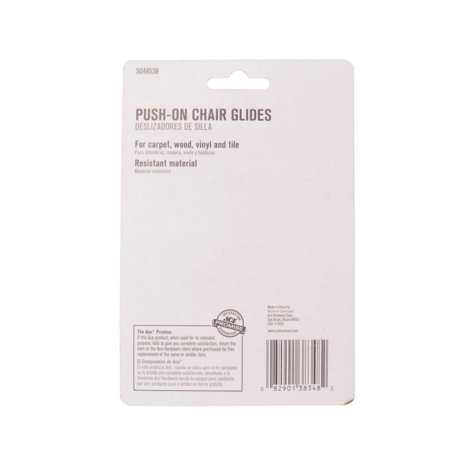 Ace Gray 1-1/2 in. Push-On Plastic Chair Glide 4 pk