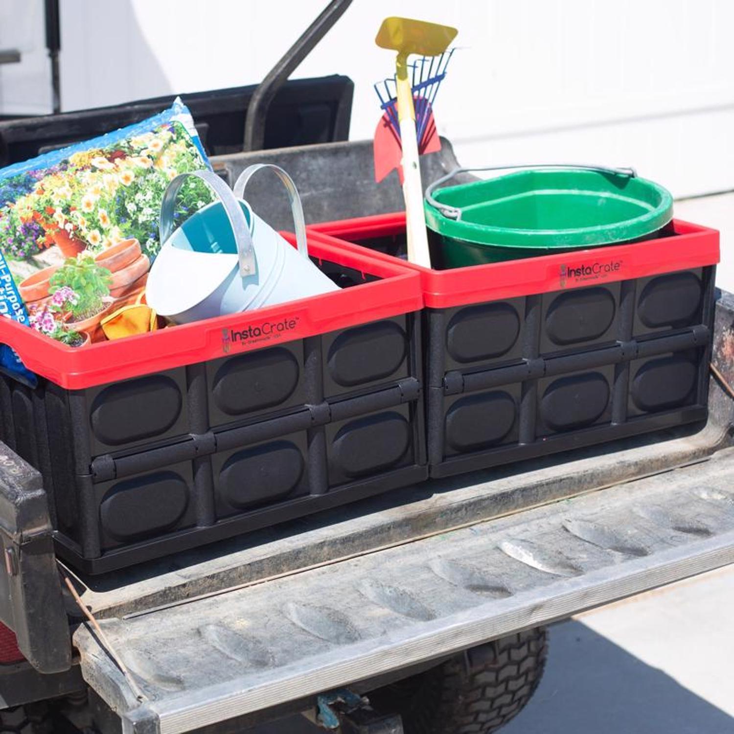 Greenmade InstaCrate 12 gal Black/Red Folding Crate 11.7 in. H X