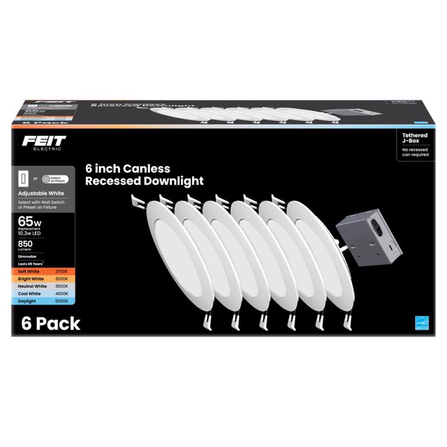 Feit LED Retrofits White 7.1 in. W LED Canless Recessed Downlight 13 W