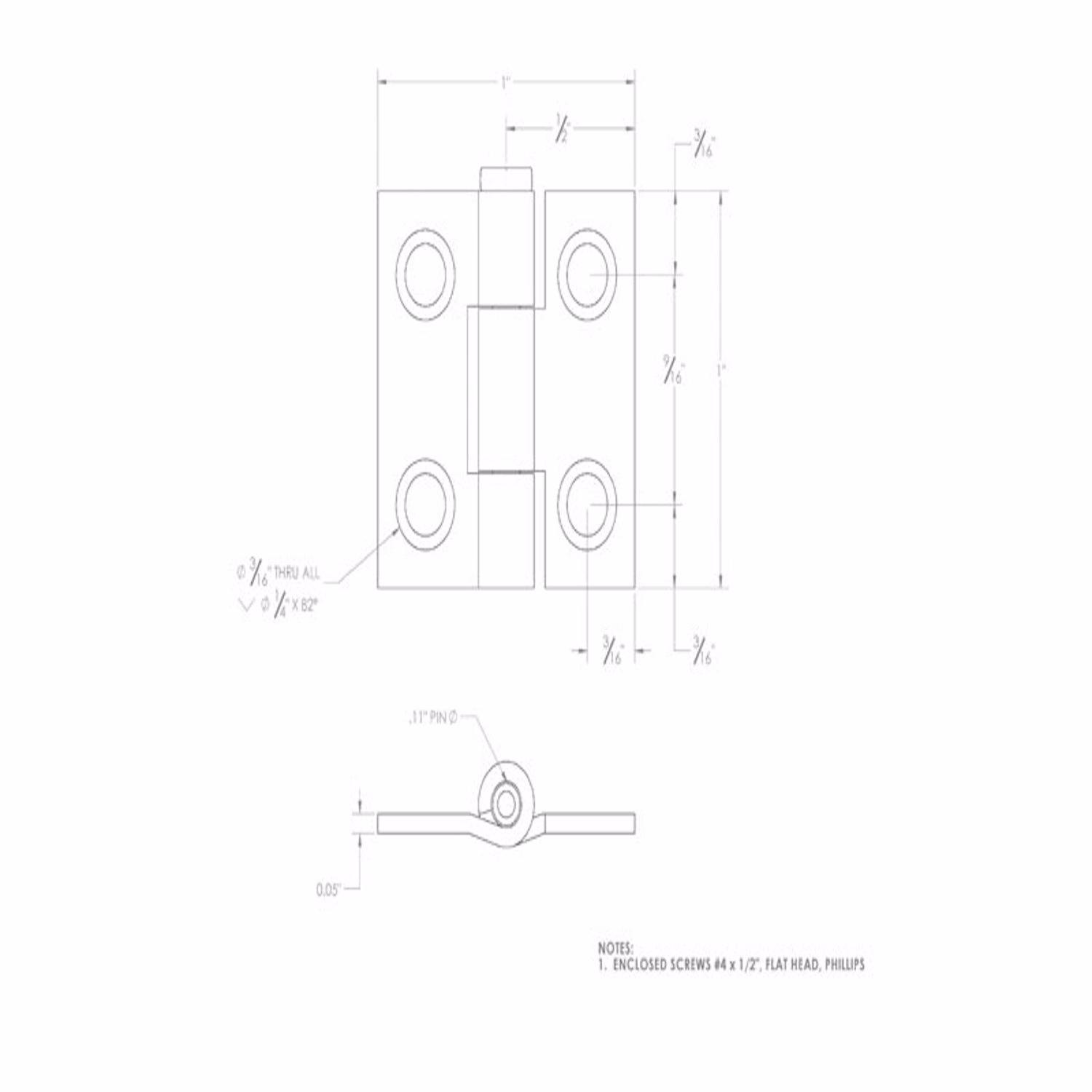 Ace 2.750 in. W X 1 in. L Chrome Silver Steel Narrow Hinge 2 pk